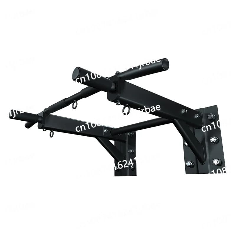 Fitness equipment with removable wall frame bracket for domestic interior with perforated horizontal bar