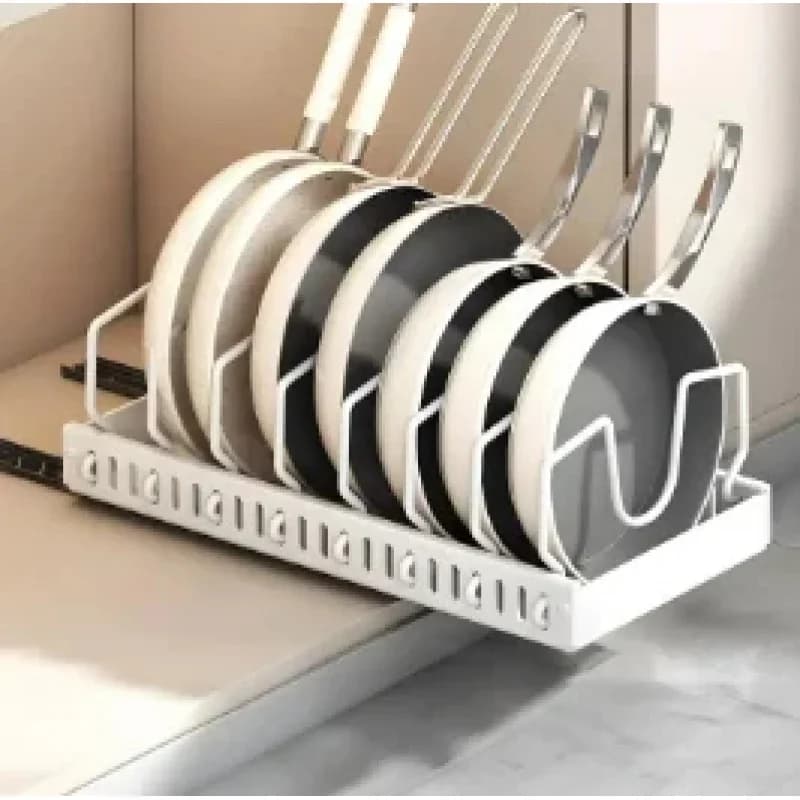 Pull out Pots and Pans Organizer Sliding Pot Lid Holder Kitchen Spice Rack Tableware Organizer Multifunctional Dish Drying Racks