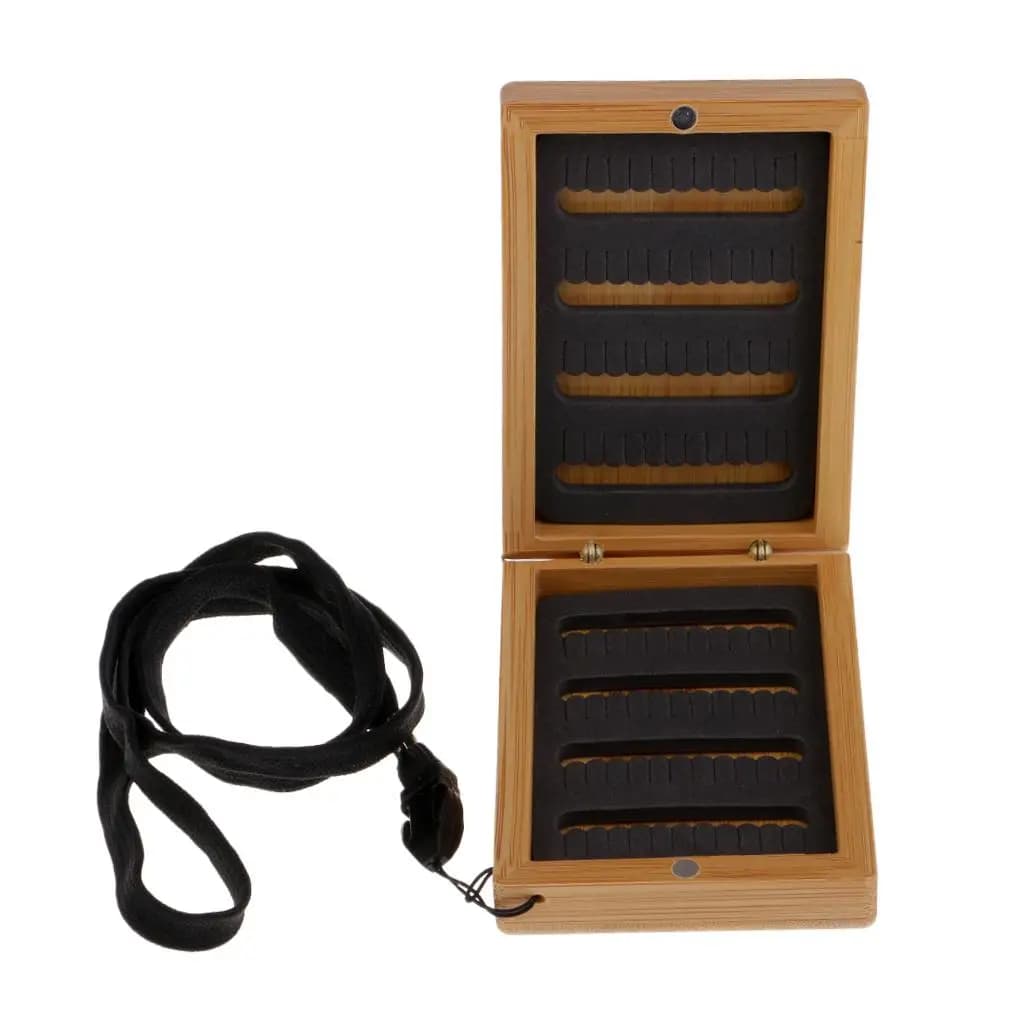 Classic Bamboo Fly Fishing Case Waterproof Foam Slit Box Magnetic Storage for Suitcase Fishing Tackle and Tools