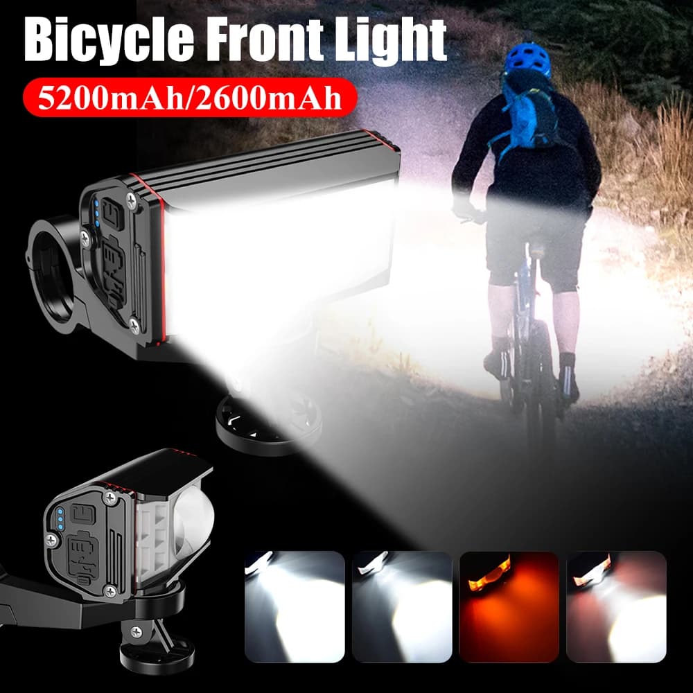 Luce Anteriore LED per Bicicletta, Lampada MTB per Mountain Bike, Torcia Ricaricabile USB, Luce Impermeabile per Manubrio Bici, Accessorio per Ciclismo