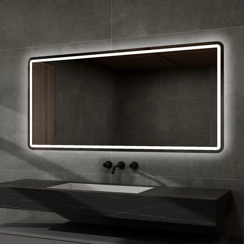Wall Mounted Smart LED Bathroom Mirror Simple Touch Switch Illuminated Vanity Mirror
