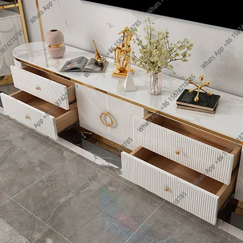 N67 A Mobile TV da Ufficio con Cassetti, Organizer Universale per Corridoio, Tavolo TV per Soggiorno, Mobili Italiani di Design