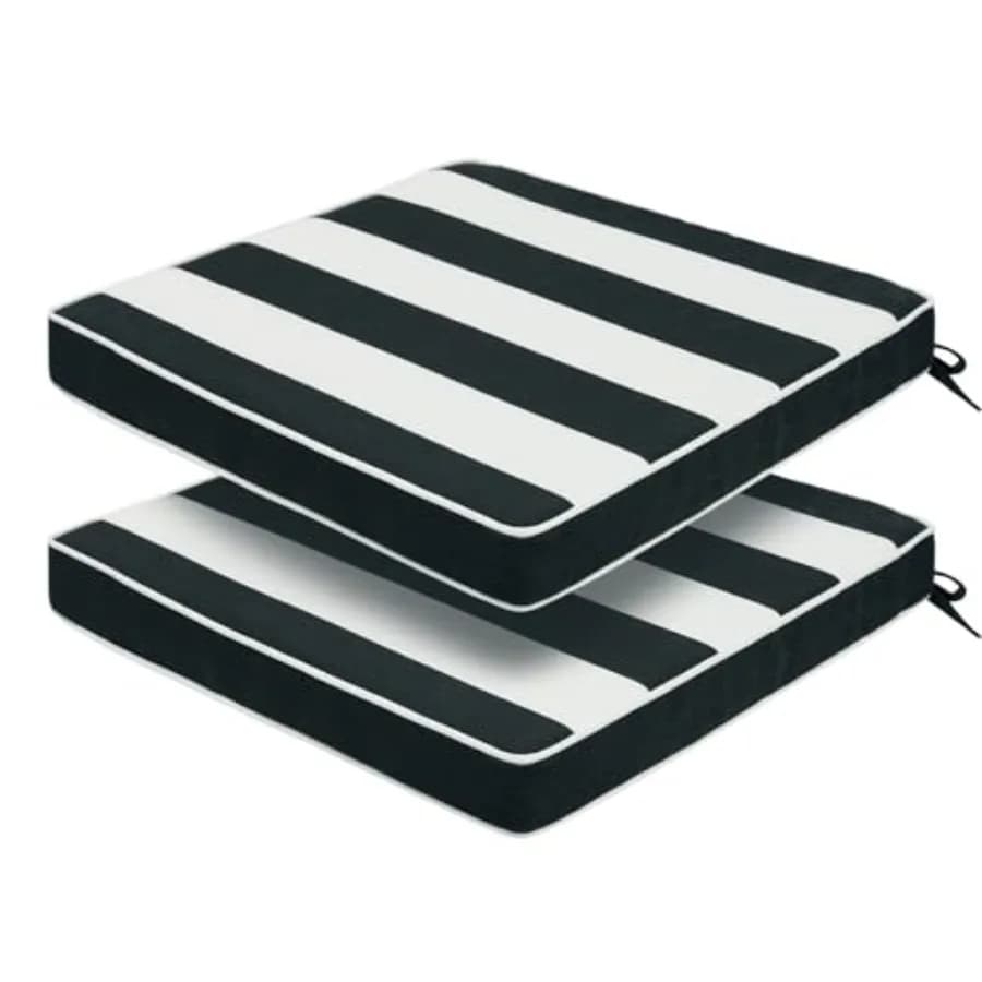 Cuscini per Sedie da Esterno 18"x18"x2.5" Set da 2, Cuscini Impermeabili per Sedie da Patio con Cerniera e Lacci, Ricambio Quadrato 18x18 Pollici