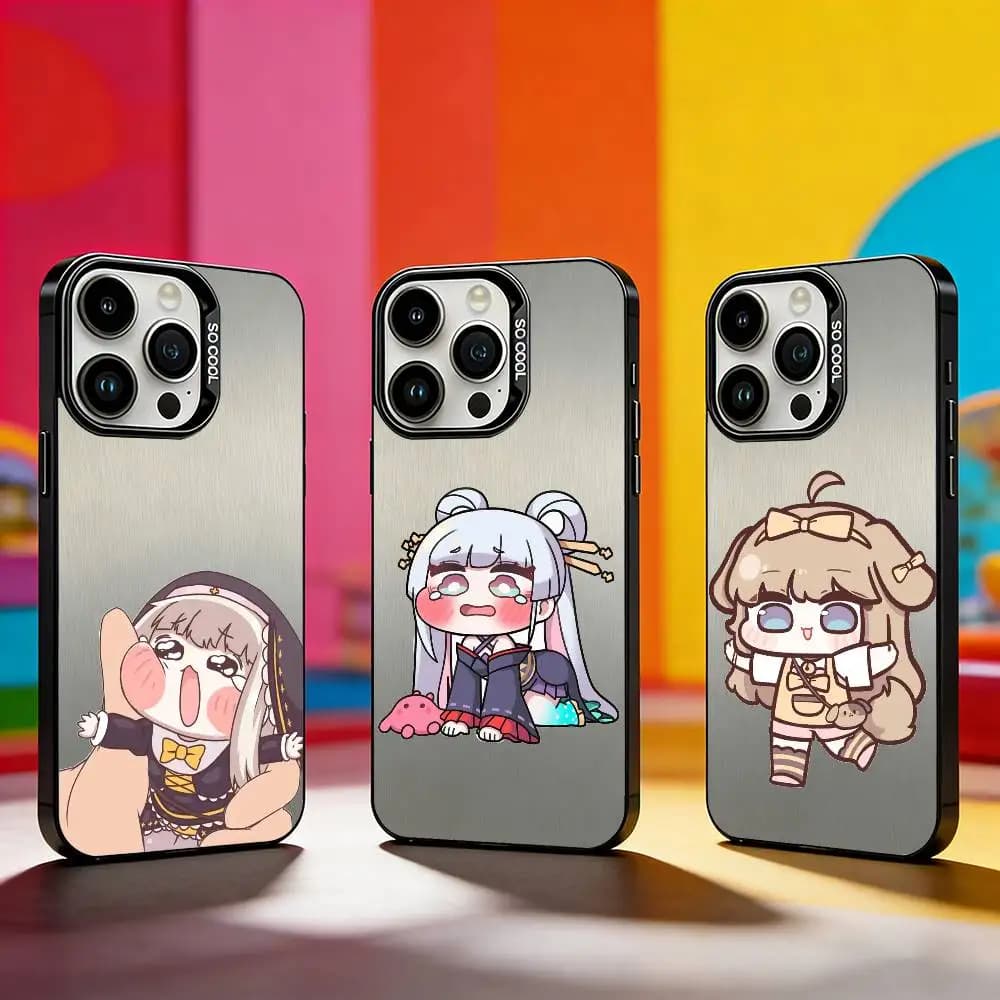 Custodia per telefono Game T-Trickcal Chibi Go per iPhone 17, 16, 15, 14, 13, 12, 11 Plus, Pro Max, XS, colorata argento