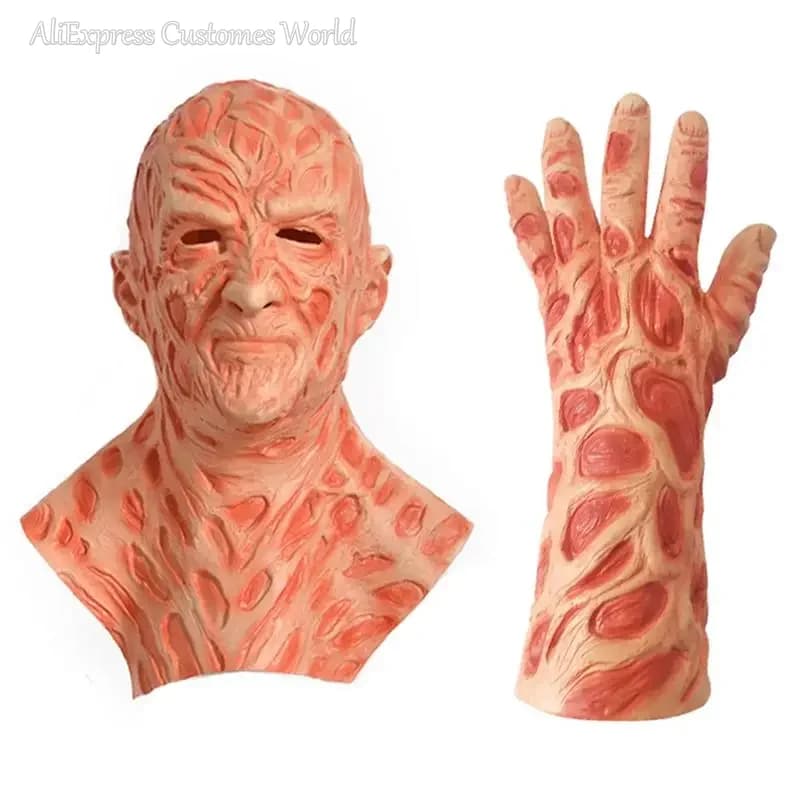 Jason Mask Movies spaventoso copricapo in lattice Freddy killer Cos Krueger guanti Horror Cosplay per il Costume da festa di Halloween per gli uomini