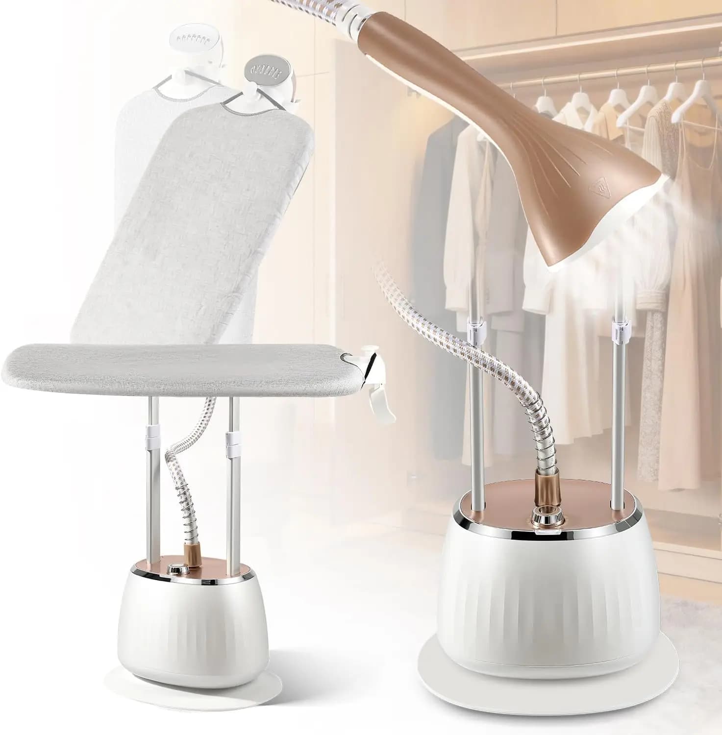 Professional Standing Steam Iron with 1.6L Tank, 1800W Garment Steamer for Clothes, Heats Up in 25 Seconds, 60 Minutes of Continuous Steam, 10 Adjustable Settings, 2-in-1 Ironing Function for Home, Travel, and Commercial Use