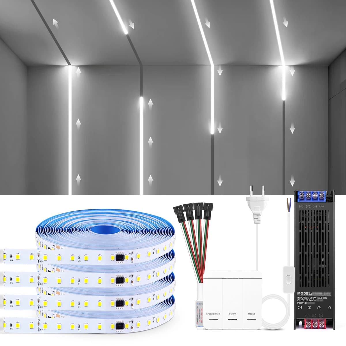 Smart Indirizzabile1-4 pezzi Striscia LED 5m 10m Flusso d'acqua corrente Chasing WS2811 Nastro LED per la decorazione della parete dell'armadio del soffitto della stanza