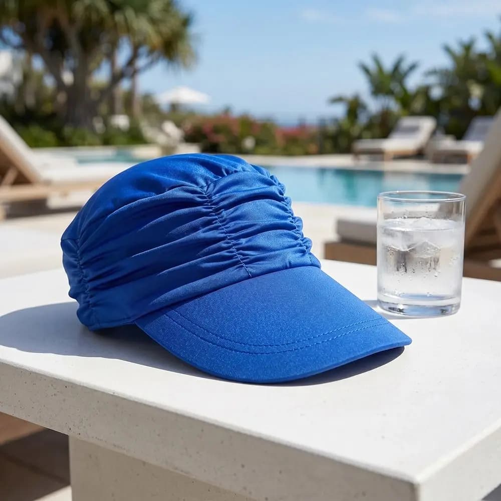 Cappello da Sole Donna a Tesa Larga con Protezione UV, Visiera Rinfrescante, Design Pieghettato, Pieghevole, Cappellino Estivo da Baseball per Nuoto