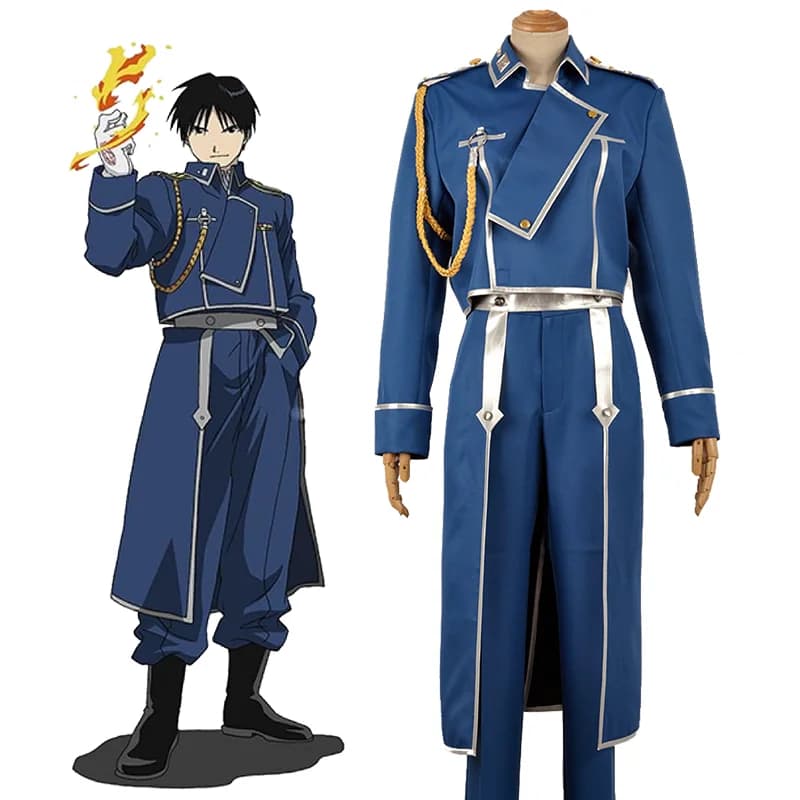 Roy Mustang Hughes Military Uniform Fullmetal Alchemist Cosplay Costume Adults Halloween Carnival Fancy Suits