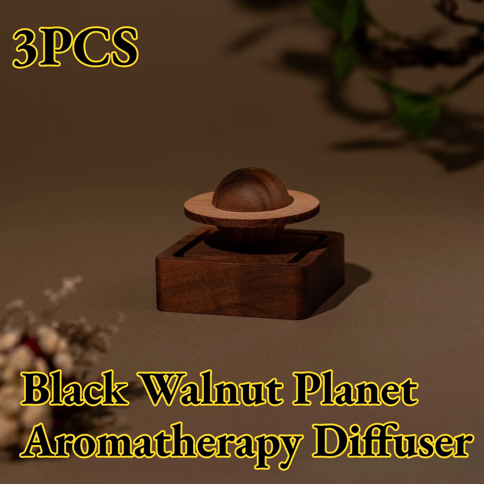 Diffusore di Aromi Decorativo per Auto in Noce Nero a Forma di Pianeta, Ornamenti Creativi per Auto, Accessorio Figurina per Cruscotto, Decorazione per la Casa
