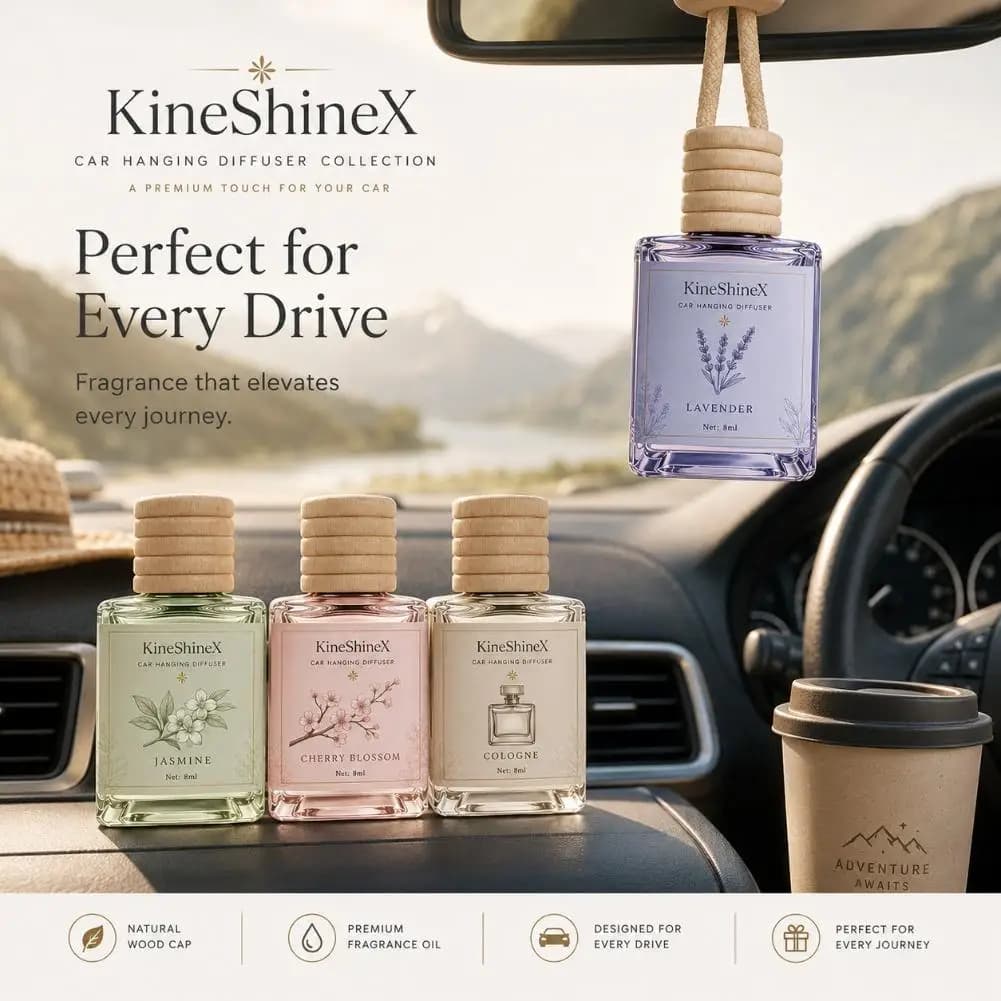 Car Air Freshener Long Lasting Hanging Perfume Bottle Wooden Cap Essential Oil Diffuser Safe Auto Rearview Mirror Pendant