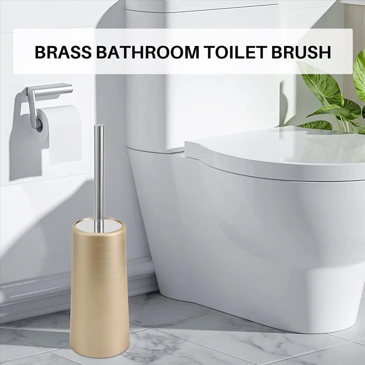 Set Spazzola e Porta Spazzola per WC in Acciaio Inox A56K - Set per Pulizia del Gabinetto del Bagno (Oro)