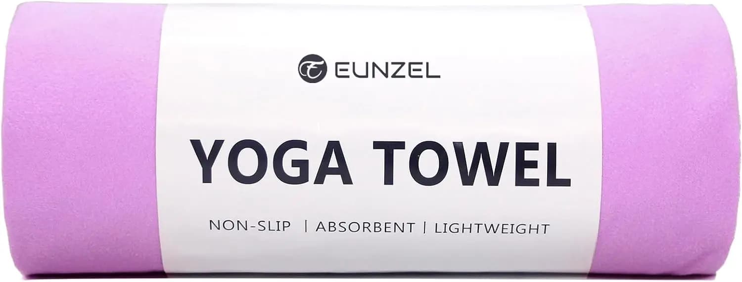 Tappetino Antiscivolo per Yoga, Asciugamano in Microfibra Assorbente per Hot Yoga, Pilates, Allenamento, Viola 72x26,5 Pollici