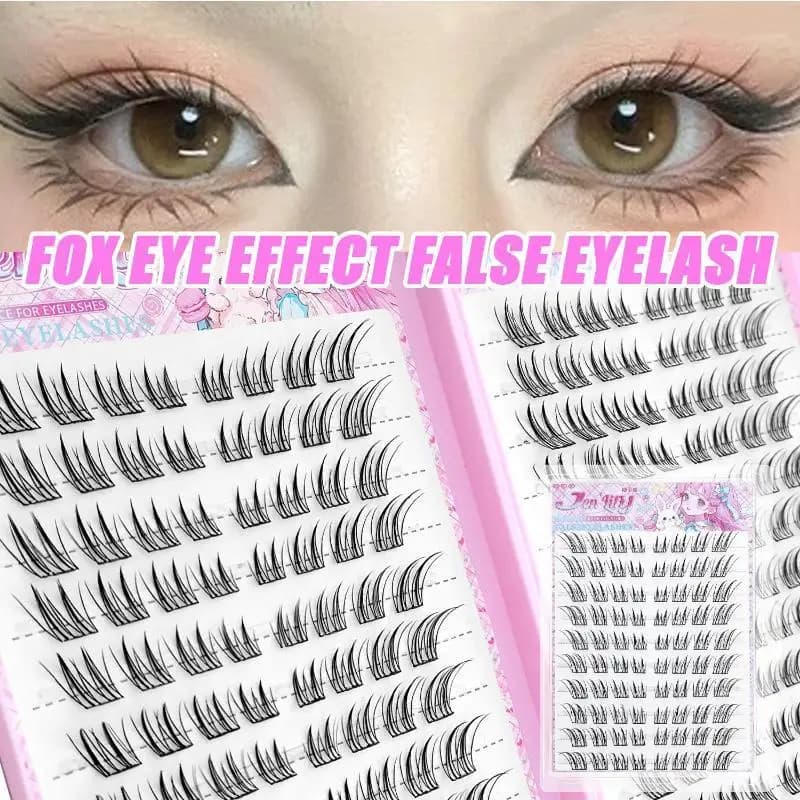 1 Box Natural Fox Eye Glue-Free False Eyelashes Easy Application Beginner Friendly Soft Reusable for Daily Makeup