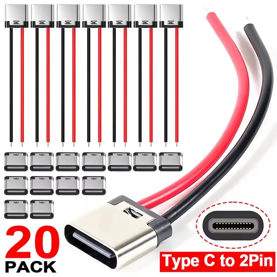 USB C Type-C 2Pin Welding Wire Cable TypeC Female Chassis Waterproof 2P Solder Wire Extension Power Cable for Phone DIY Retrofit