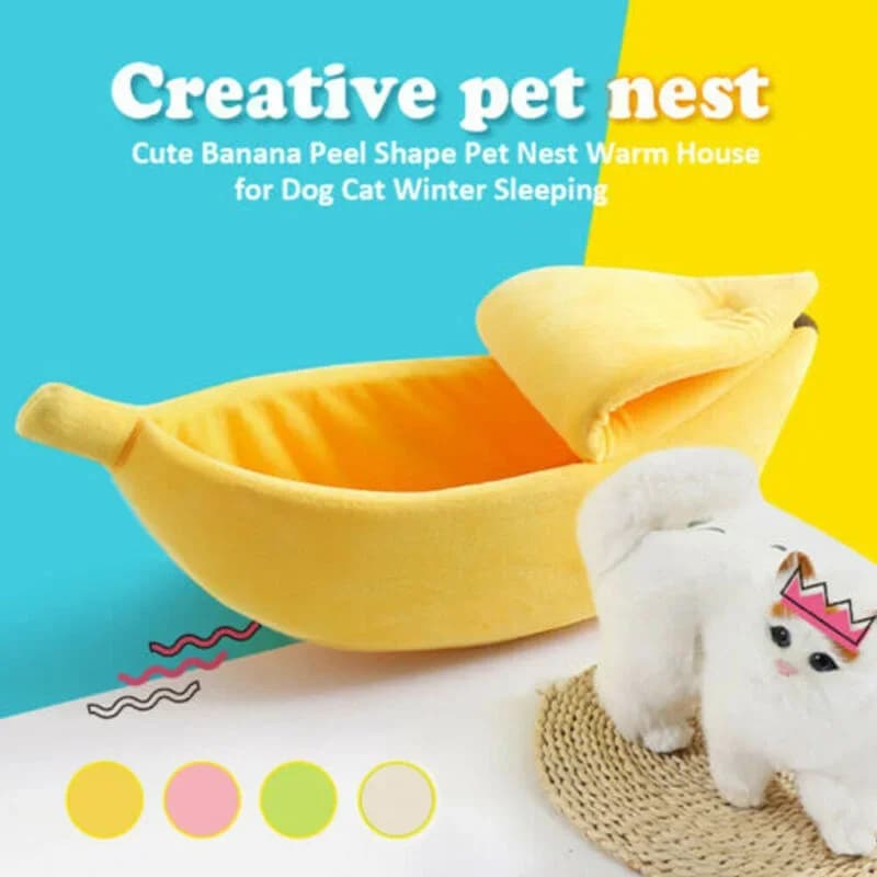 Banana Gatto Letto Casa Carino Divertente Accogliente Tappetino per gatti Letti Caldo Durevole Portatile Cestino per animali Cuccia Cuscino per cani Forniture per gatti Multicolor