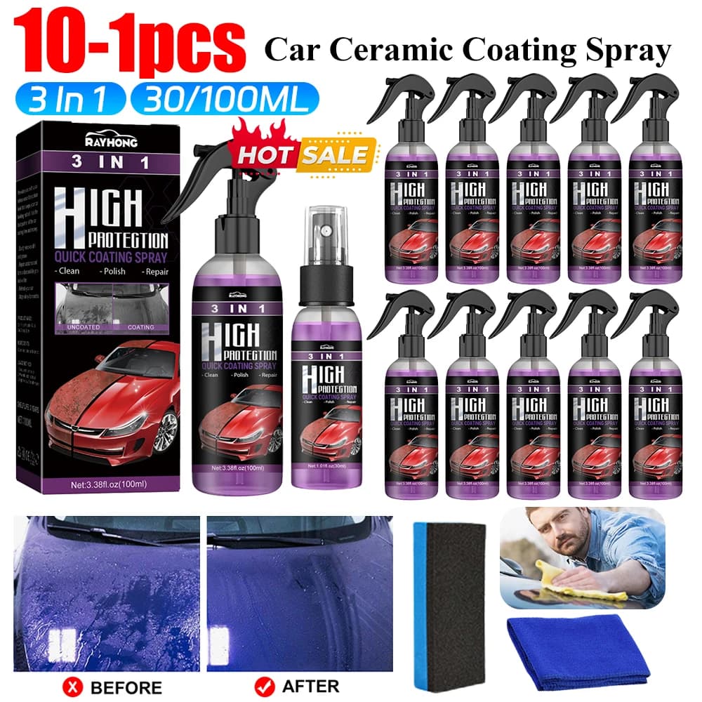 3 in1 Spray per rivestimento in ceramica per Auto ad alta protezione Auto Nano Spray per la cura della vernice antigraffio riparazione rivestimento per Auto Spray per lucidatura a cera