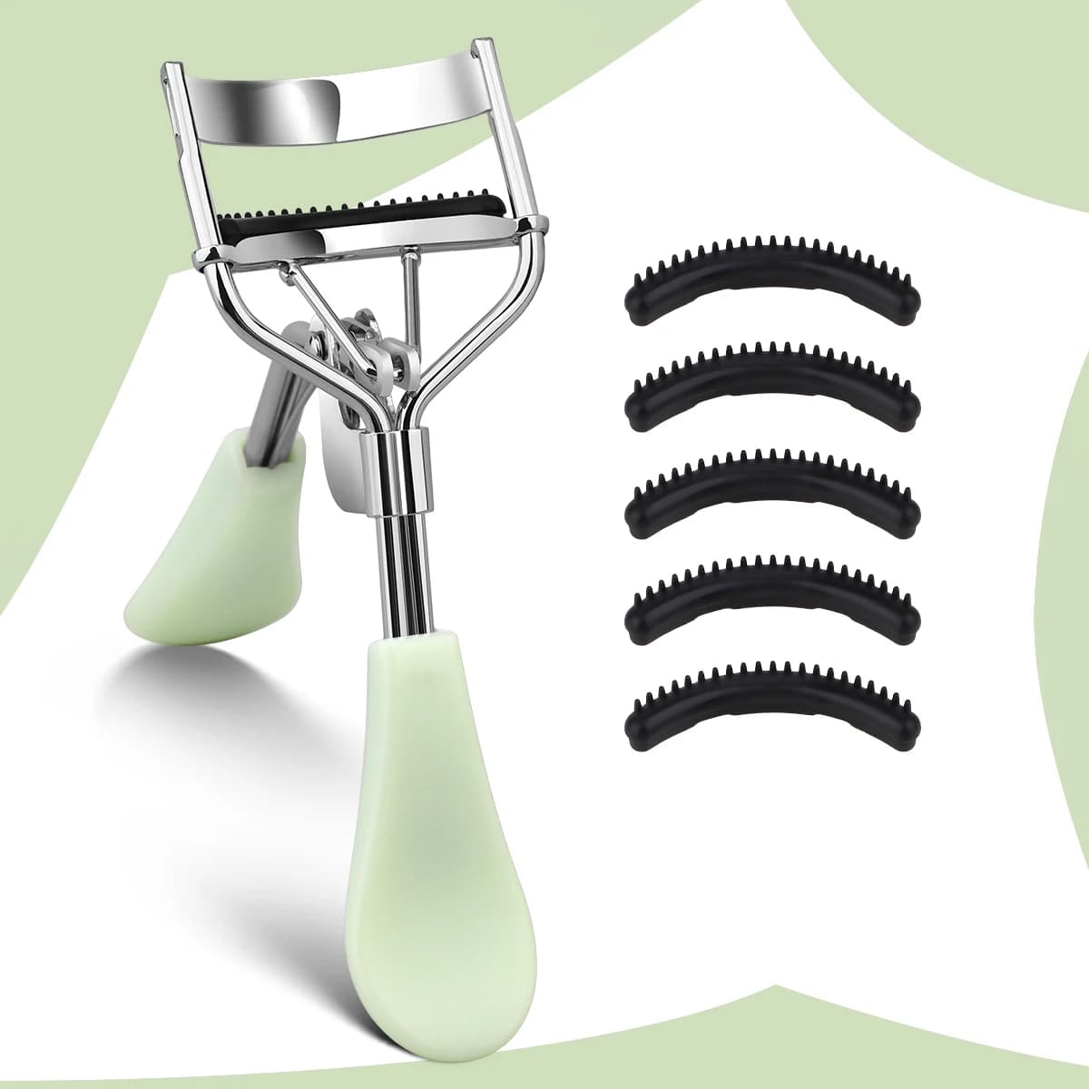 Set di cuscinetti di ricambio per pettine nero da 1/6/11/16 pezzi e set di bigodini per ciglia con pettine verde, piegaciglia permanente per styling naturale.