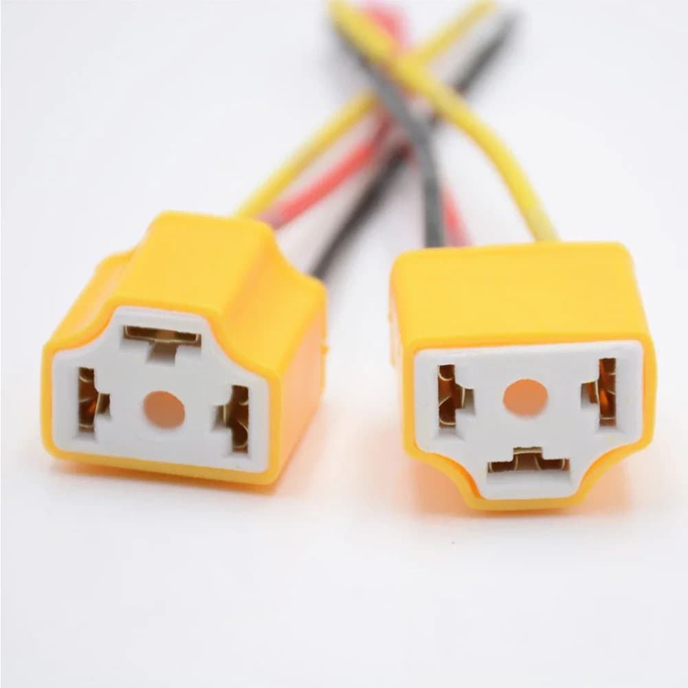 2 Pezzi Portalampada per Fari Auto, Connettore per Lampadina con Cavo in Rame, Plug-and-play, Portalampada in Ceramica H4 per Auto