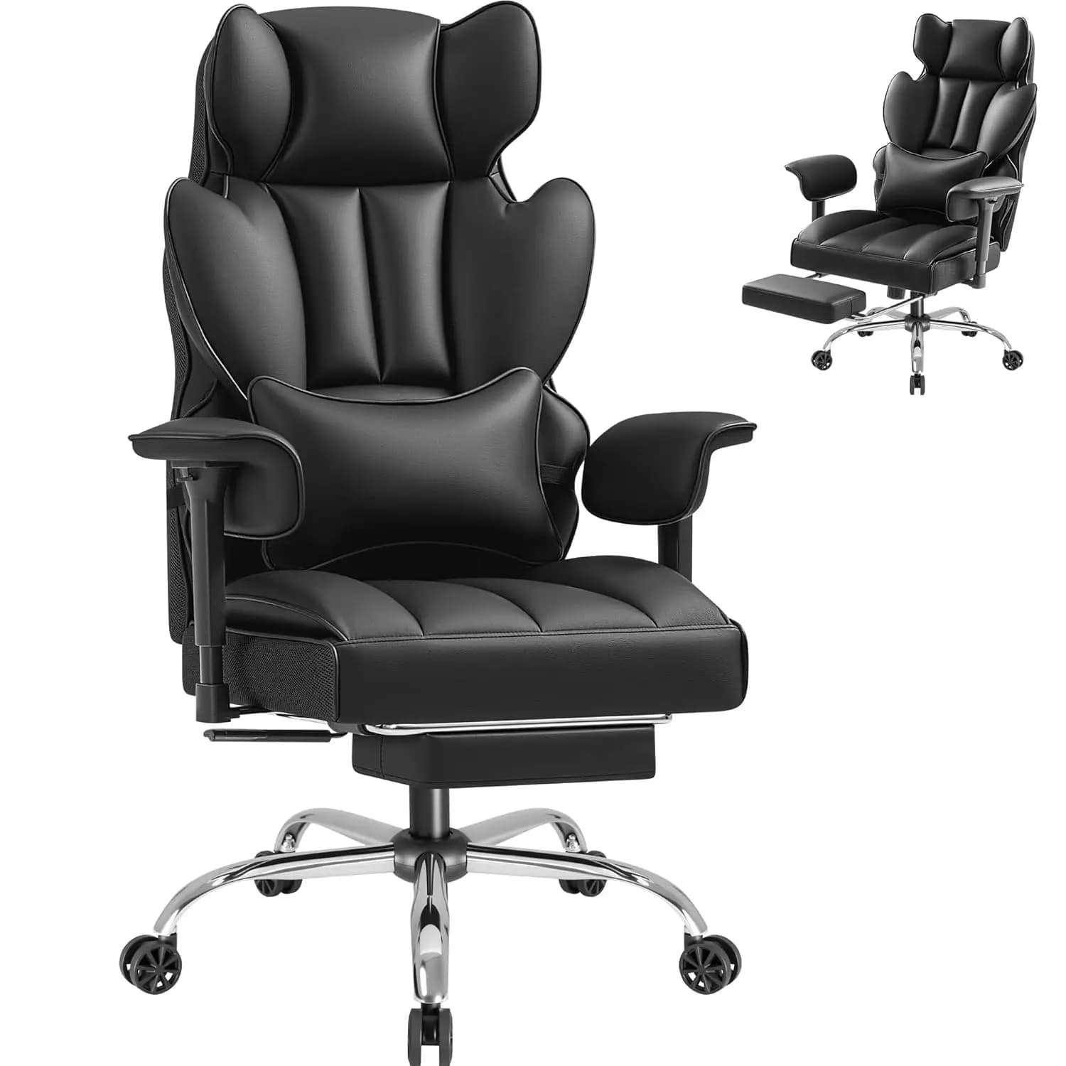 Sedia da Gaming Ergonomica con Schienale Alto e Poggiapiedi, Braccioli Regolabili, Supporto 400LBS, per Ufficio e Casa, Personalizzabile