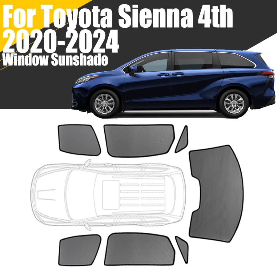 Parasole magnetico personalizzato per finestrino dell'auto per Toyota Sienna 4th 2020 - 2024 Parabrezza anteriore in rete per tende 2021 2022 2023