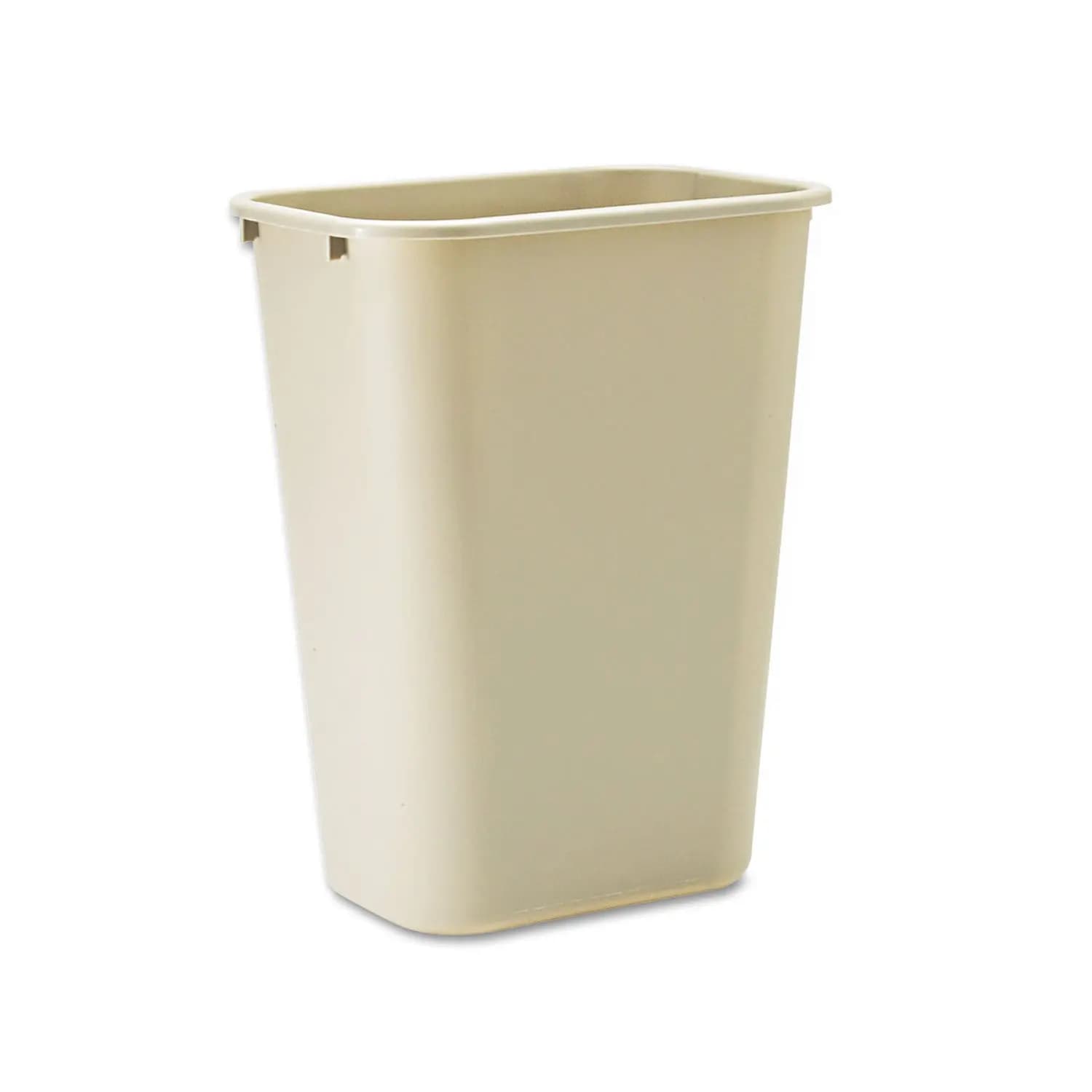 41-Quart Plastic Deskside Wastebasket, Beige, Fits Under Desk/Sink/Cabinet