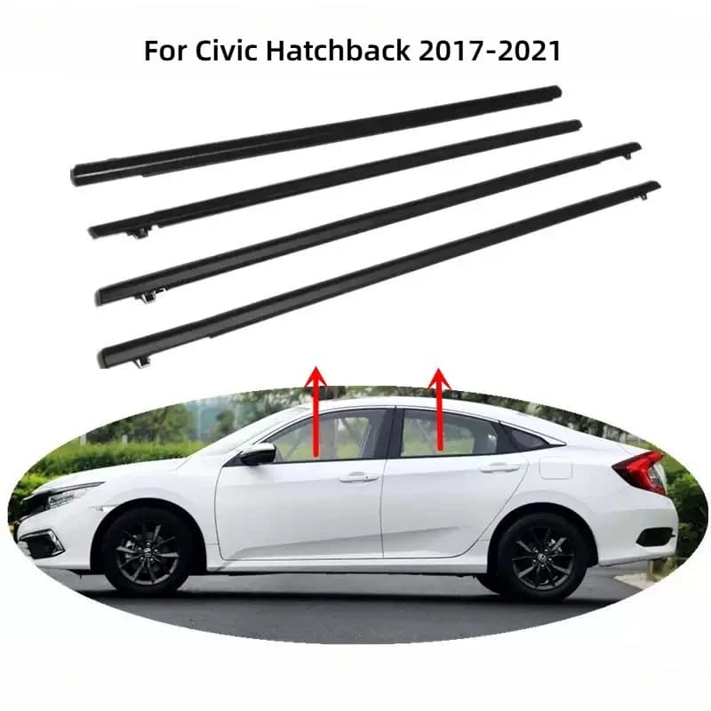 4Pcs Window Rubber Seals Trim For Civic Hatchback 2017-2021 FK 10th 5door Weatherstrip Seal Side Door Glass Belt 72950-TGGA01