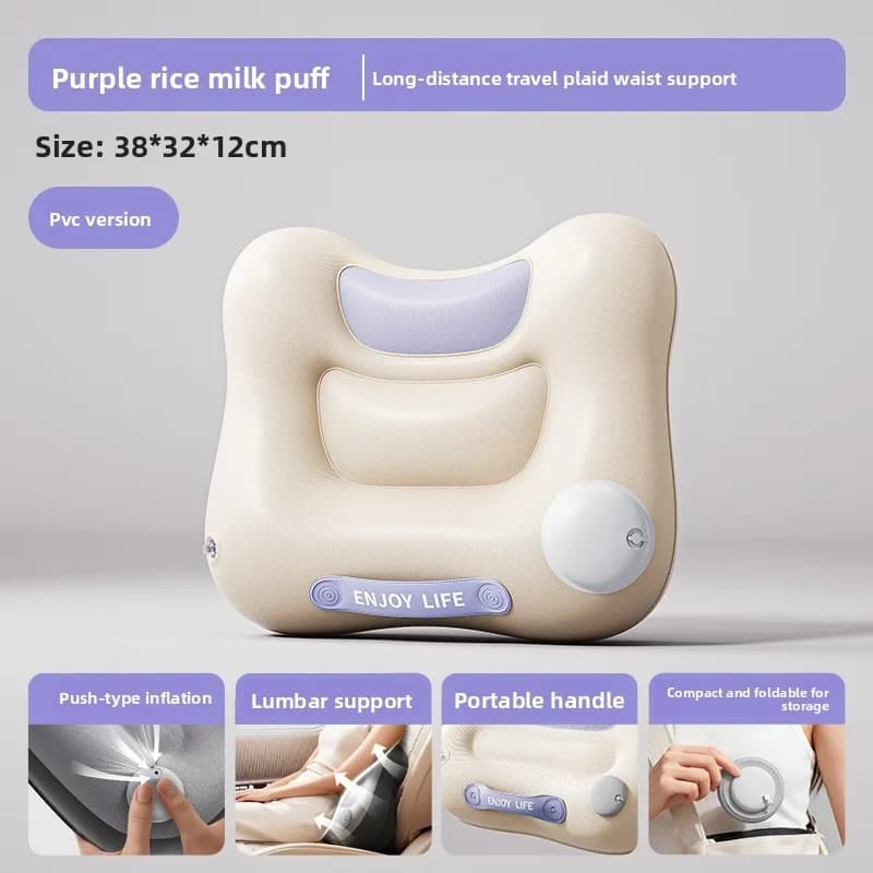 Velvet Adjustable Inflatable Lumbar Support Pillow Car Seat Back Cushion Medium For Driver Office Chair Lumbar Roll Pillow