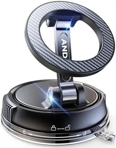 Supporto per telefono da auto ANDERY Magsafe - Ventosa da 78+ libbre, Magnete da 2400gf, Rotazione a 360° ° Supporto Regolabile per iPhone 17-12 Pro Max (Fibra di Carbonio)