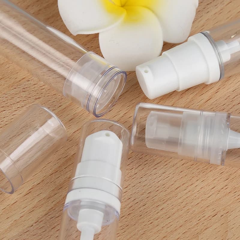 Flacone Airless in Plastica Trasparente da 10ML per Lozione, Emulsione, Siero, Essenza, Gel Occhi, Fondotinta, Tonico, Prodotto per l'Equilibrio della Pelle