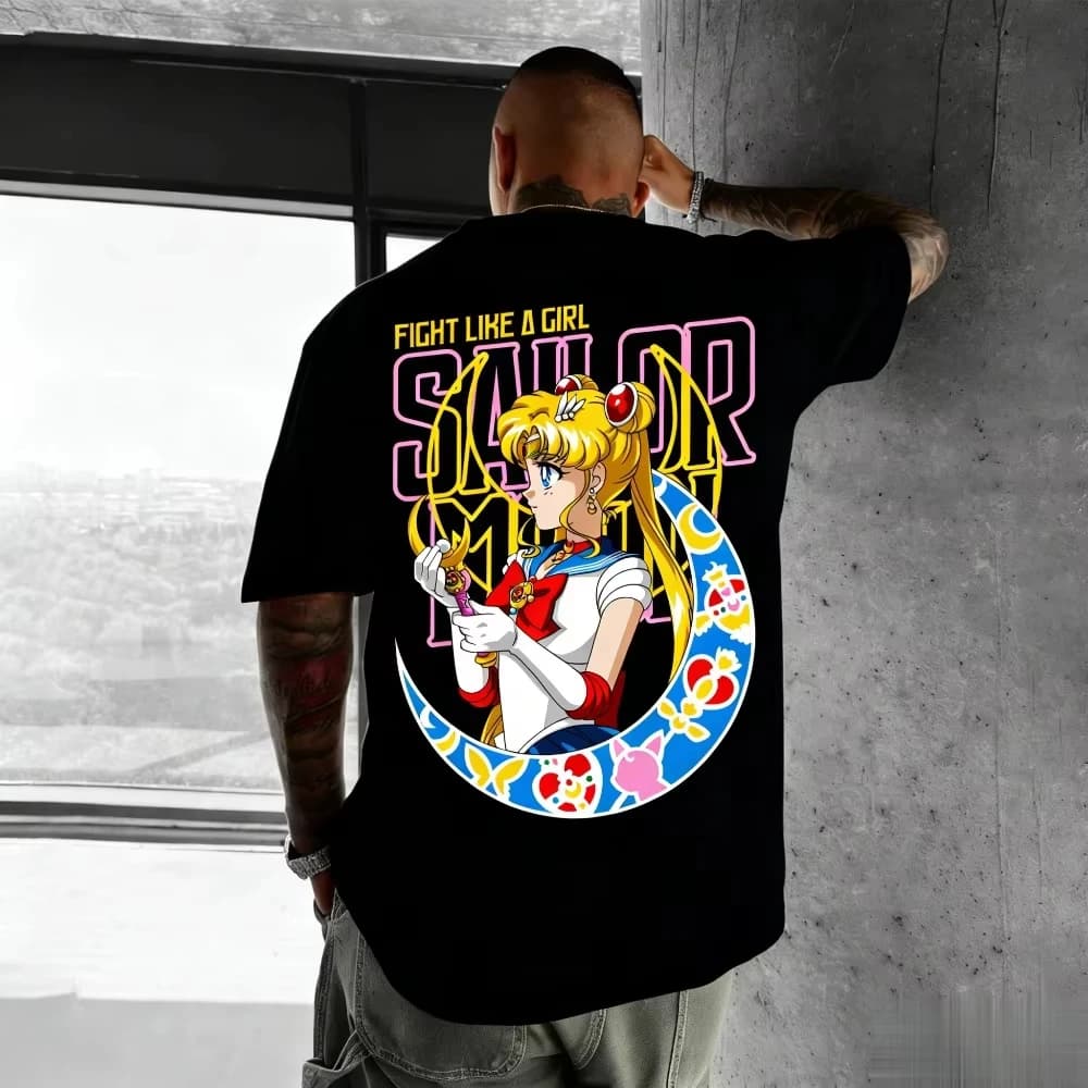 T-shirt Unisex in Puro Cotone Sailor Moon Usagi Tsukino 2026, Stampa Anime Estiva, Casual, Coordinato Genitore-Figlio, Manica Corta, Stile Y2K