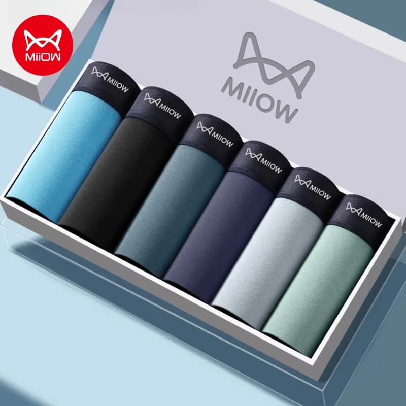 MiiOW 6 pezzi set intimo da uomo cotone antibatterico cavallo mutande da uomo mesh traspirante uomo boxer slip uomo mutandine L-5XL