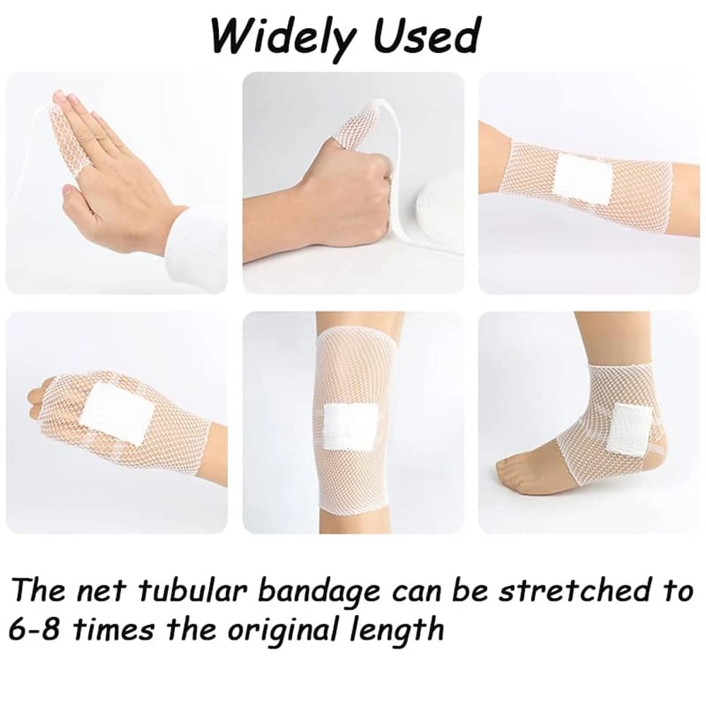 1 rotolo di benda tubolare elastica - Avvolgimento di garza elastica per medicazione delle ferite, nessun nastro adesivo necessario - Supporto medico traspirante
