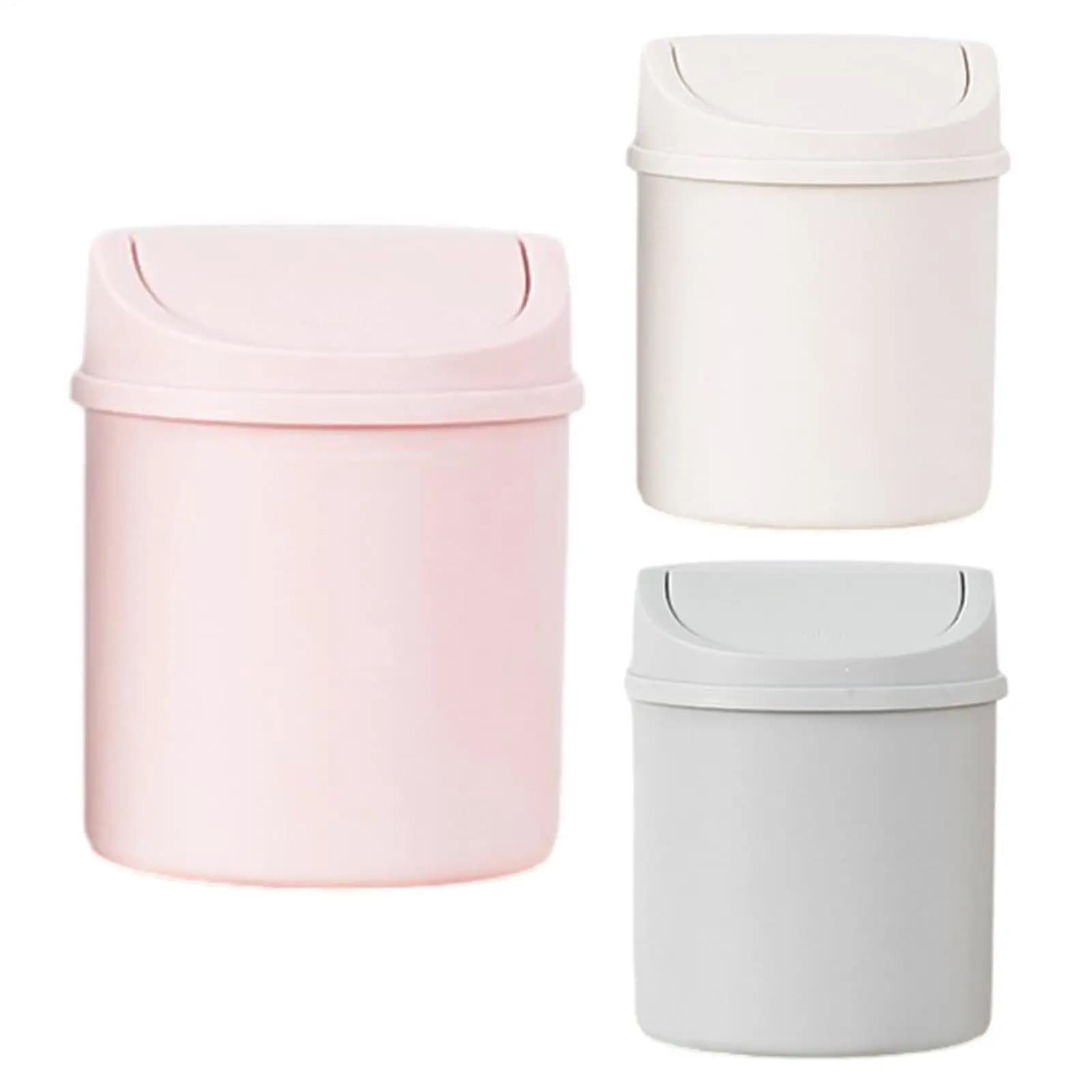 Mini Desktop Bin Small Trash Can with Lid Tabletop Waste Bin Bedroom Trash Can Garbage Screw-Off Caps Durable Home Supplies