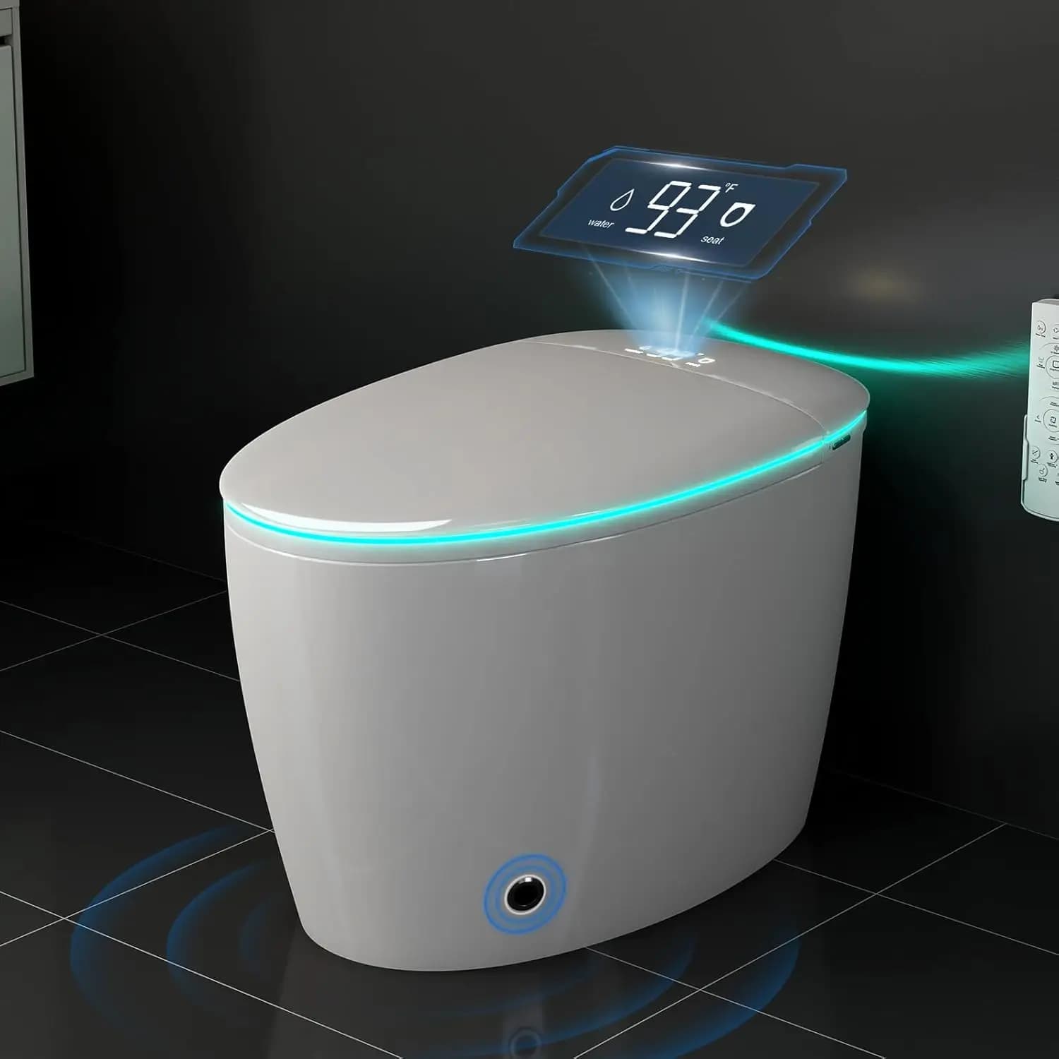 WC Intelligente con Bidet Integrato, Protezione Anti-Schizzi in Schiuma, Apertura/Chiusura Automatica del Coperchio e Scarico, Senza Serbatoio, Personalizzabile