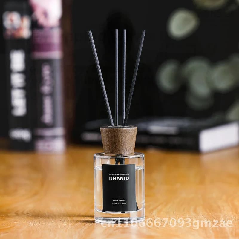 Khanid 100ml Set di oli essenziali per diffusore di ance per interni con coperchio in legno Profumo di fico selvatico Aromaterapia Fragranza per la casa dura 30-60 giorni