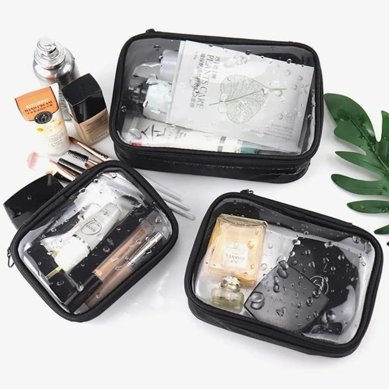 Women's Transparent Makeup Bag, Waterproof Toiletry Bag, Transport Makeup Bag, Toilet Brush Organizer Case, PVC Travel Makeup Kit Bags