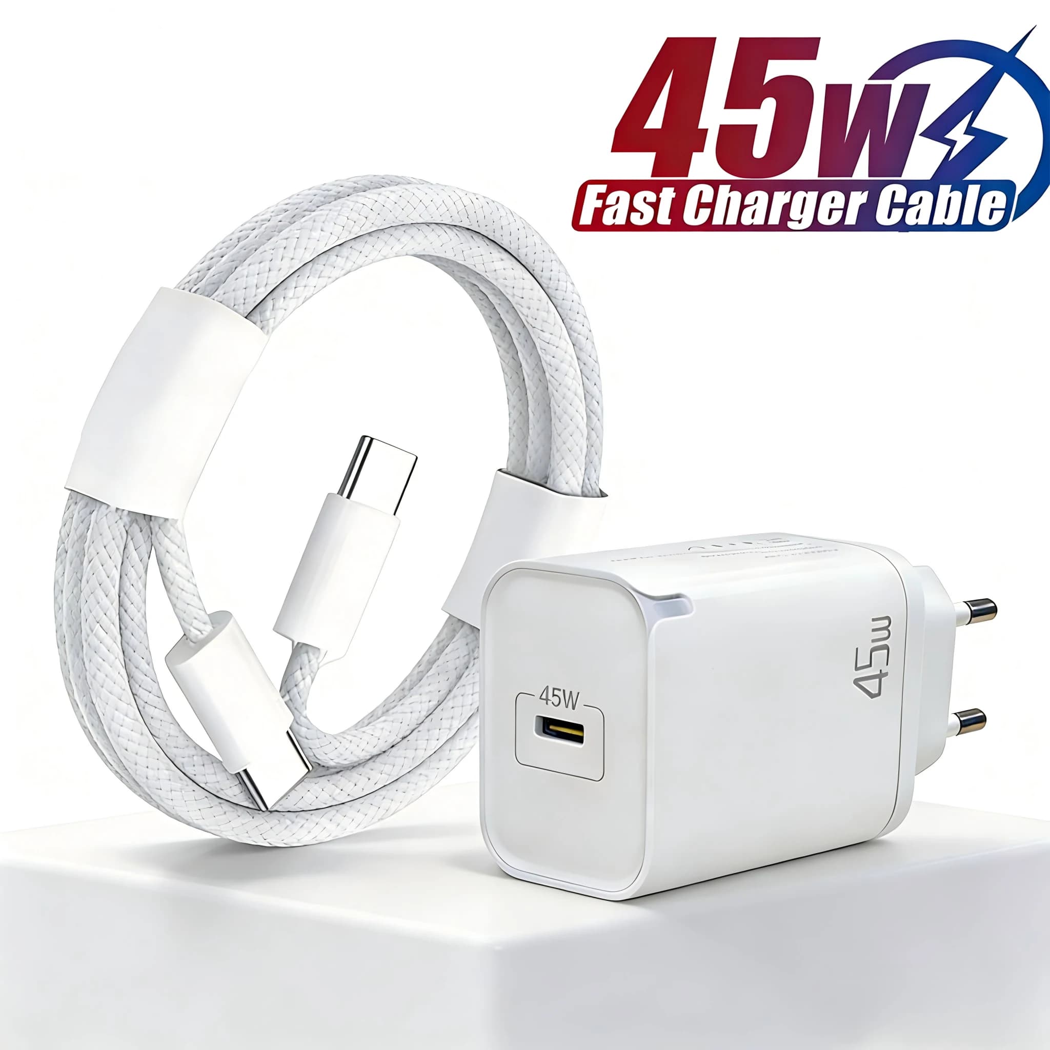 EU PD 45W Fast Charger For iPhone 17 16 15 11 12 13 14 Pro Max iPad Air Fast Charging Cable USB C Type C Data Line Phone Charger