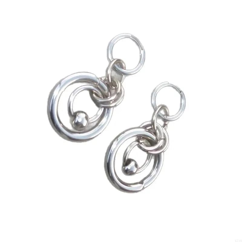 Sturdy Steel Ball And Ring Earrings Portable Comfortable Fit For Trendsetters And Fashion Lovers