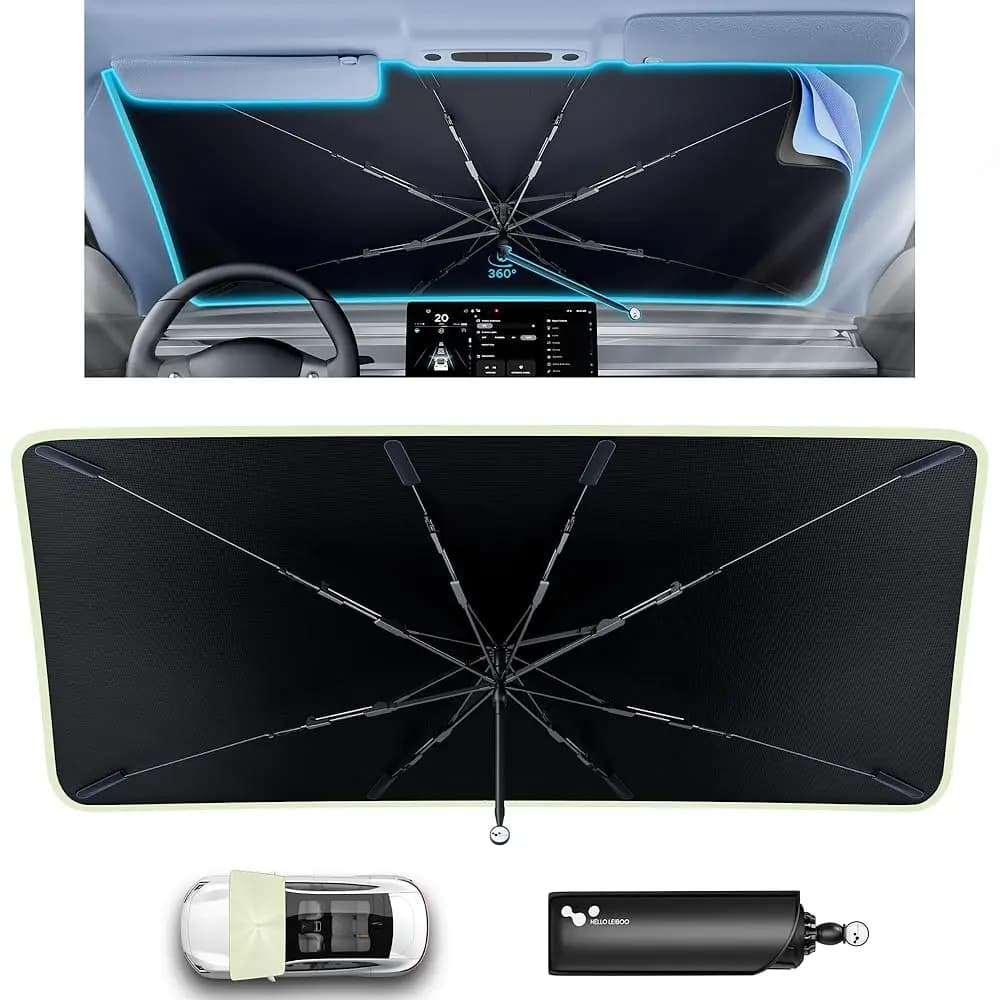 Spedizione Gratuita – Ombrellone Parasole per Parabrezza Auto Aggiornato 53″ x 30″ – Parasole Pieghevole a 5 Strati