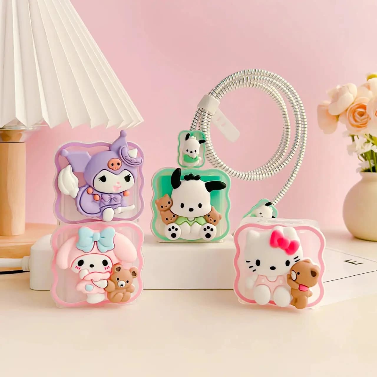 Cartoon Sanrio 5Pcs Set Cable Protector for Xiaomi 120W/67W/33W Fast Charger Case Cable Management Phone Wire Cord Organizers
