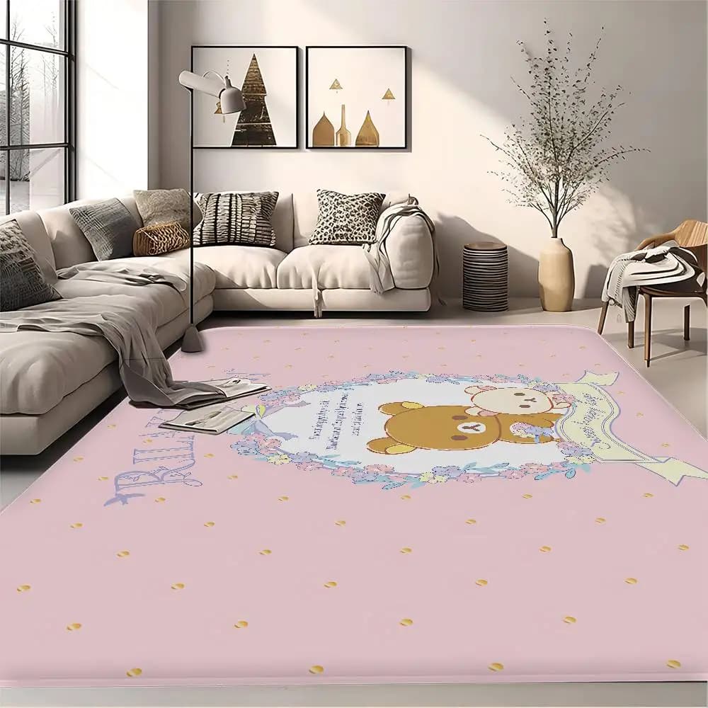 Kawaii Rilakkuma Bear Floor Mat Cheaper Anti-slip Modern Living Room Balcony Printed Bedside Mats