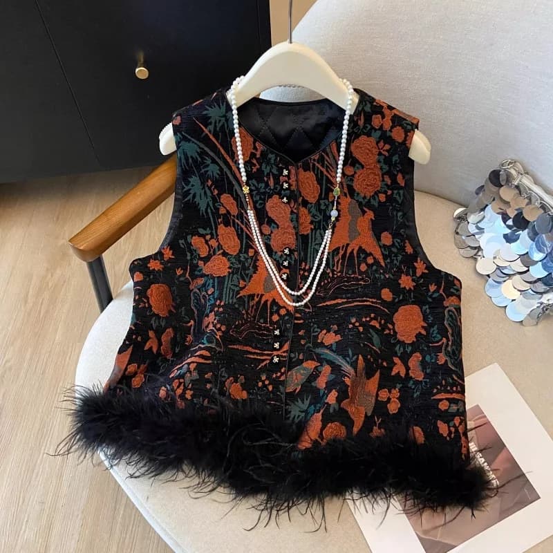 2026 New Chinese Style Cotton Padded Vest for Women Spring Autumn Quilted Waistcoat Jacket Casual Outerwear J433
