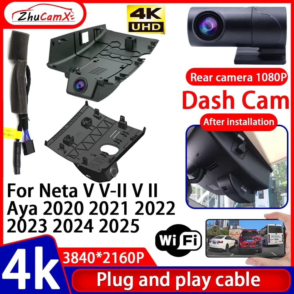 Videoregistratore Visio 4K UHD Plug and Play, Dash Cam per Auto, Telecamera DVR per Neta V V-II V II Aya 2020 2021 2022 2023 2024 2025