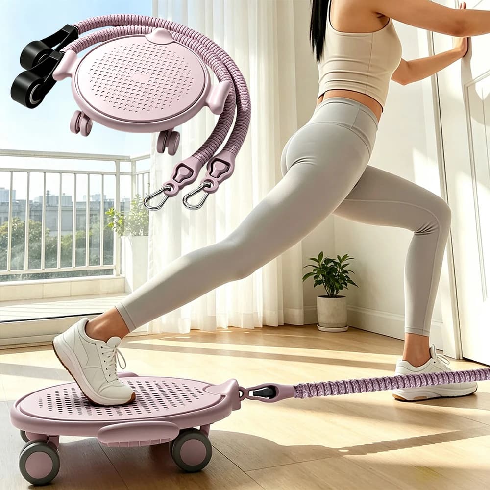 Ab Roller Wheel Slider Workout Sliding Disc 360° Rotating Abdominal Training with 4 Rollers Knee Pad & 30cm 40cm Resistance Band