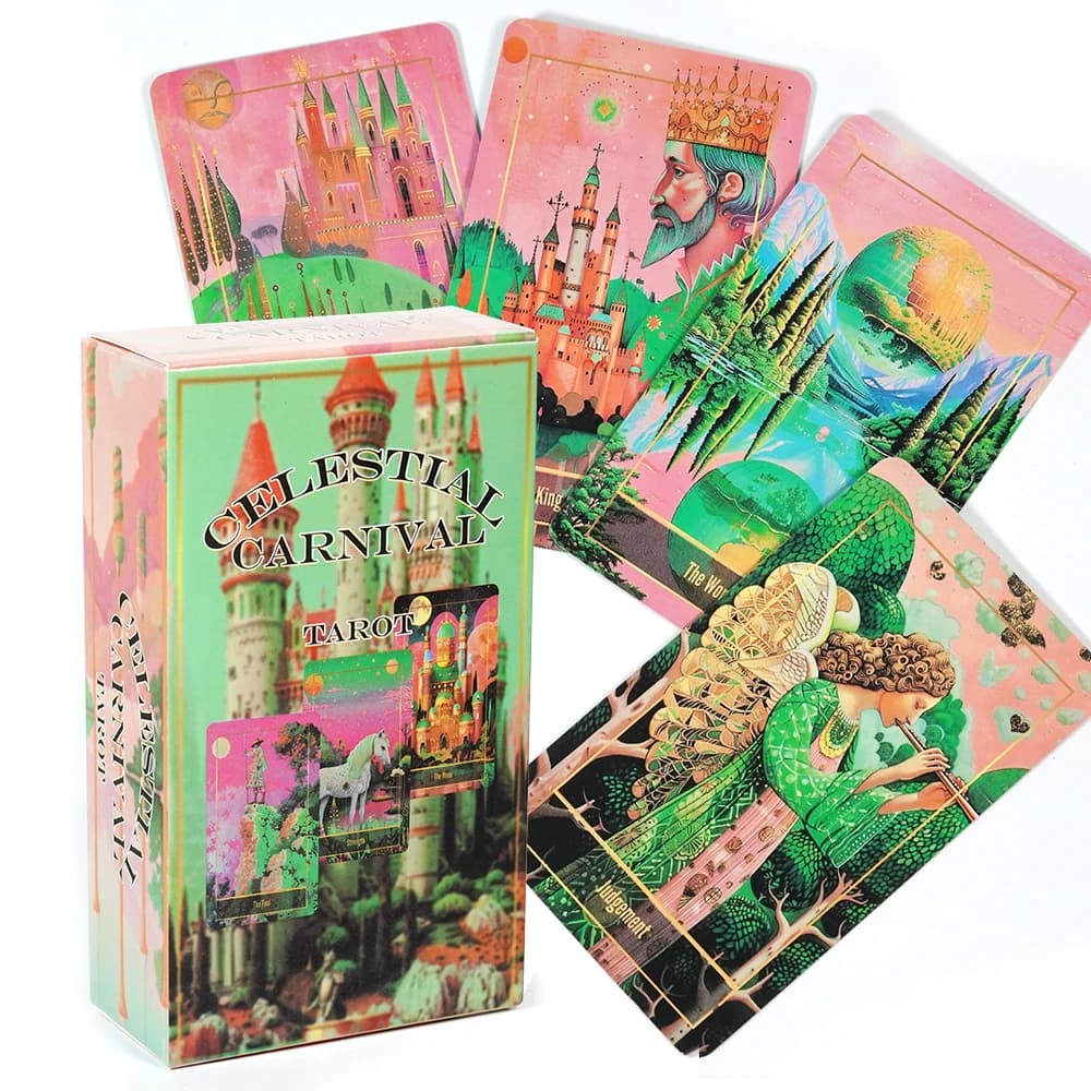 Mazzo di tarocchi di carnevale celeste Tarocchi completo con 78 carte Mazzo di oracolo unico indie per principianti per i lettori di tarocchi esperti