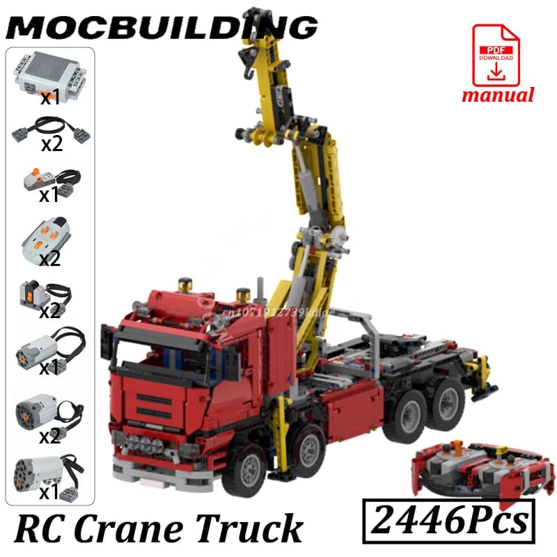 RC Gru Camion Telecomando MOC Building Block Mattoni Auto Pesante con Motori Veicoli Tecnologia Costruzione Giocattolo MOC-8258