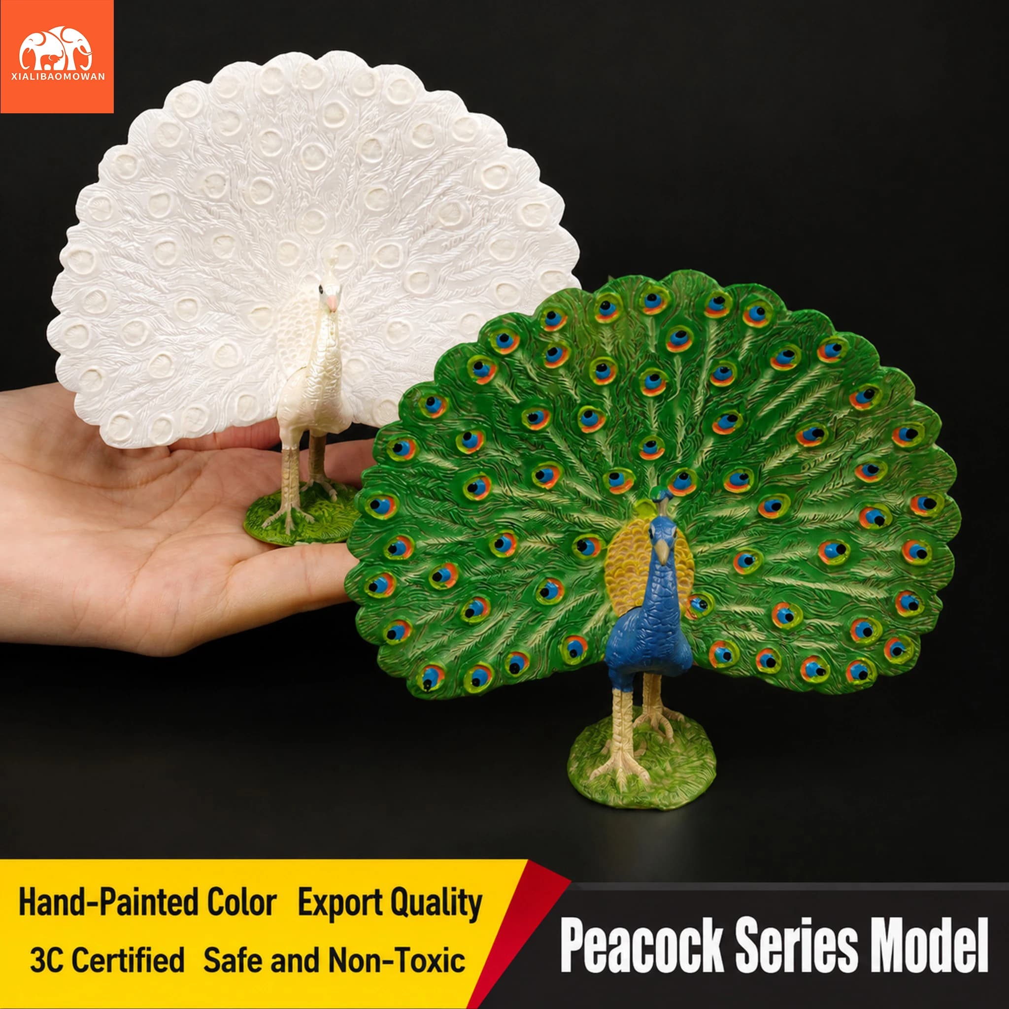 Hand-Painted Realistic Plastic Peacock Toy Figure Farm Life Bird Model Educational Collectible Fun Play Toy