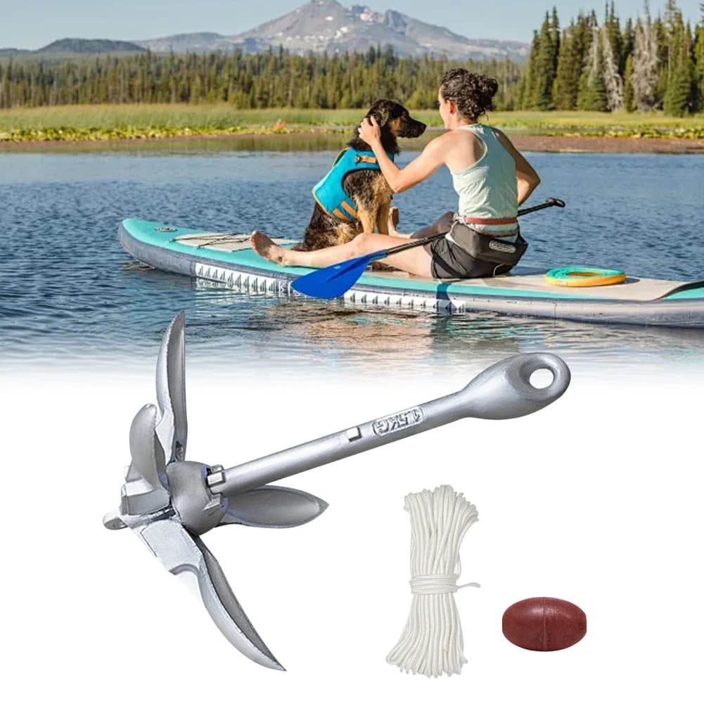 0.7/1.5KG Grapnel Anchor Folding Boat Anchor with 65ft Marine Rope and Buoy Marine Anchor for Kayaks Canoes Paddle Boards