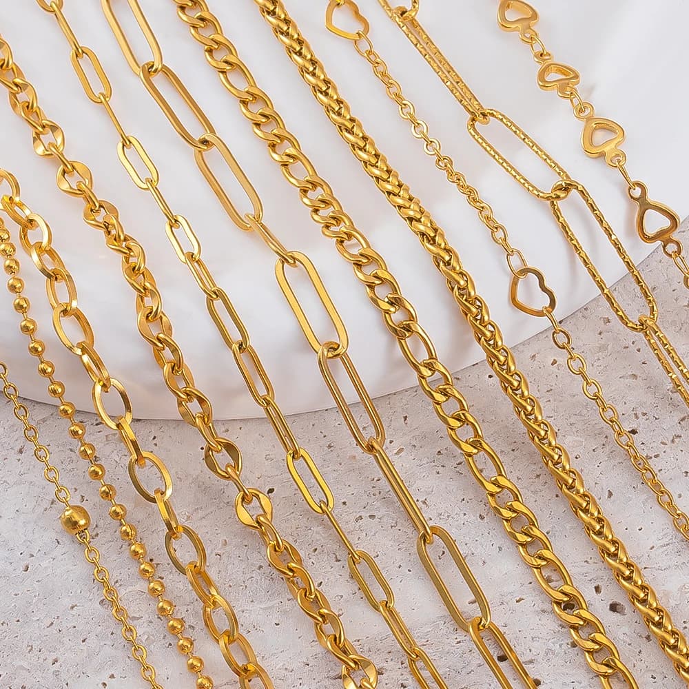Catena base in acciaio inossidabile da 1 metro che non sbiadisce per la creazione di gioielli, bracciale fai da te, collana, catena, componente, materiale multistile